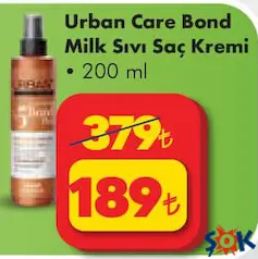 URBAN CARE BOND MİLK SIVI SAÇ KREMİ 200 ML fiyat ve kampanya bilgisi